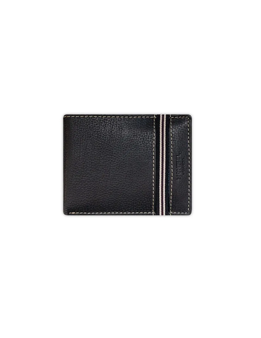 Men'S Leather Wallets^MONPIEL American Billfold With Rubber Coin Purse Black
