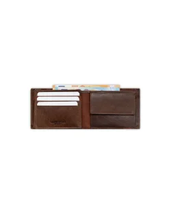 Men'S Leather Wallets^MONPIEL American Billfold With Rubber Coin Purse Brown