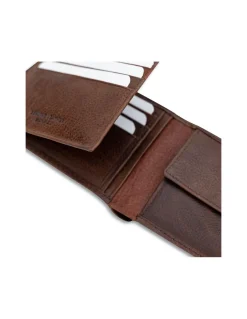 Men'S Leather Wallets^MONPIEL American Billfold With Rubber Coin Purse Brown