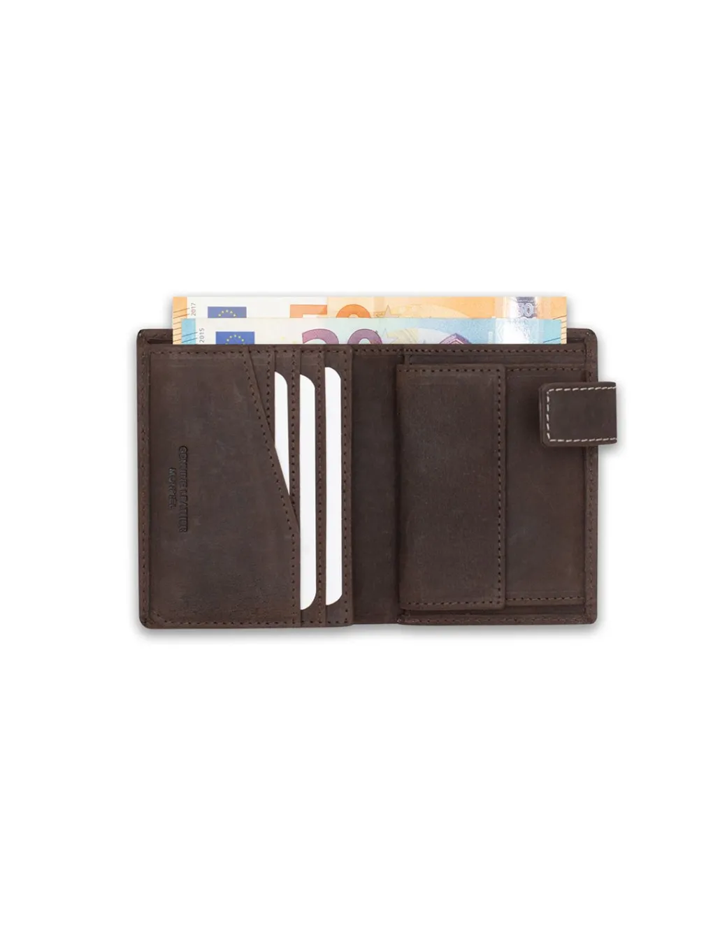 Men'S Leather Wallets^MONPIEL Banknote With Brooch And Wallet Patch With Logo Brown