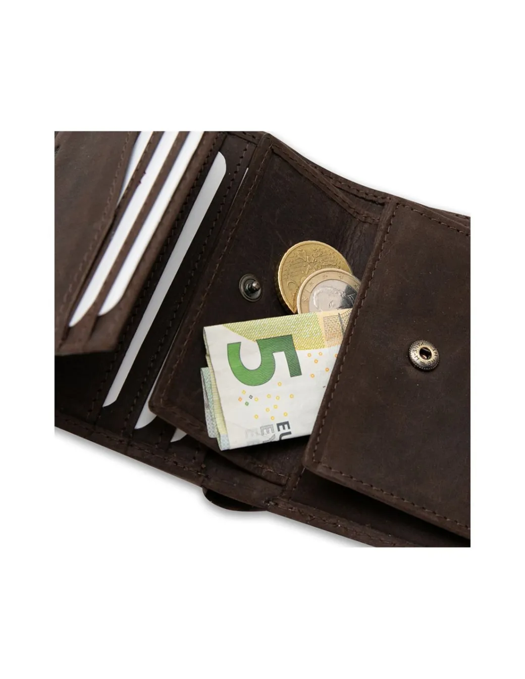 Men'S Leather Wallets^MONPIEL Banknote With Brooch And Wallet Patch With Logo Brown