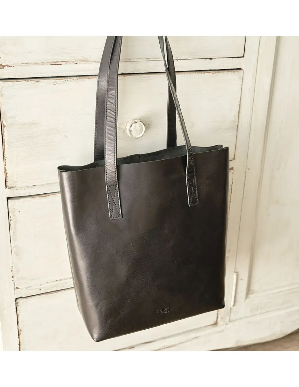 Women'S Leather Bag^MONPIEL Basic Shopper Bag Black