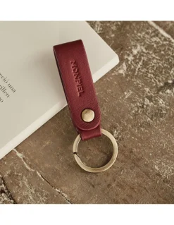Men'S Leather Keyrings^MONPIEL Bicolor Pocket Keychain Burgundy