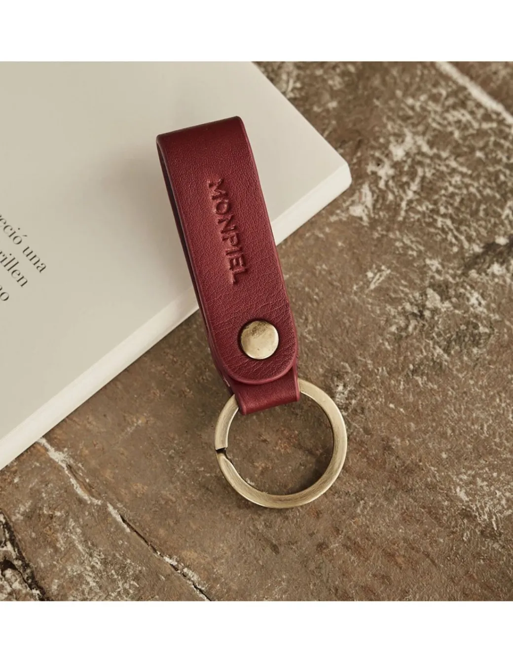 Men'S Leather Keyrings^MONPIEL Bicolor Pocket Keychain Burgundy