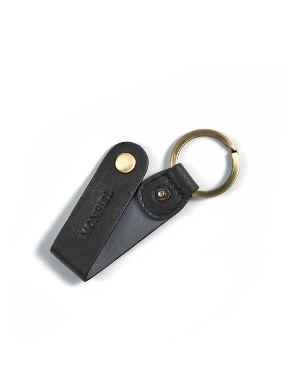 Men'S Leather Keyrings^MONPIEL Bicolor Pocket Keychain Black