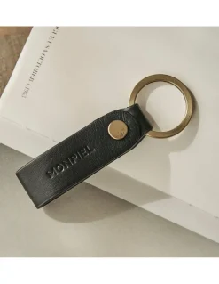 Men'S Leather Keyrings^MONPIEL Bicolor Pocket Keychain Black