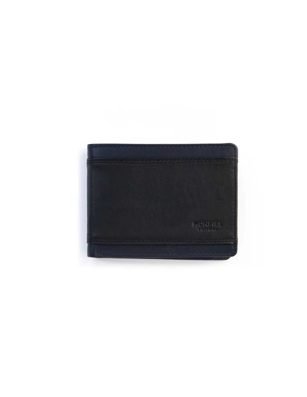 Men'S Leather Wallets^MONPIEL Bifold Leather Wallet With Extra Purse And Card Holder Lago Black