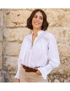 Shirts And Blouses^MONPIEL Blouse With Long Lace Sleeve Claudia White