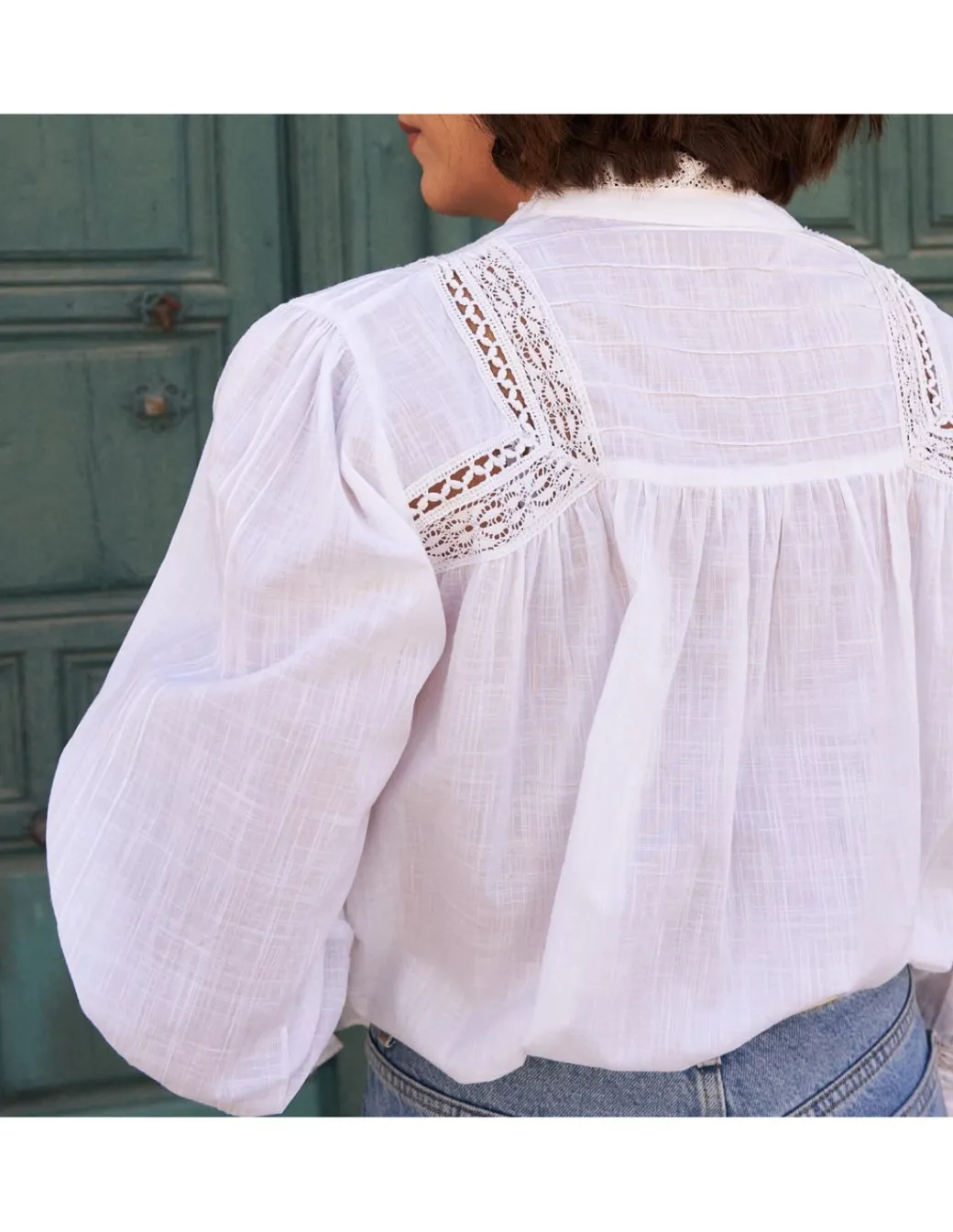 Shirts And Blouses^MONPIEL Blouse With Long Lace Sleeve Claudia White