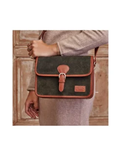 Women'S Leather Bag^MONPIEL Buckle Satchel Bag Green Suede