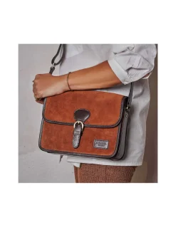 Women'S Leather Bag^MONPIEL Buckle Satchel Bag Tan Suede