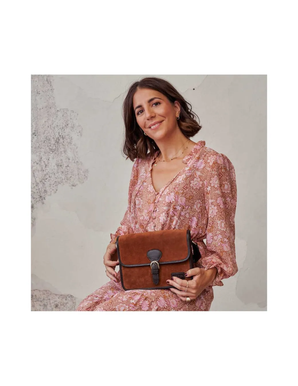 Women'S Leather Bag^MONPIEL Buckle Satchel Bag Tan Suede