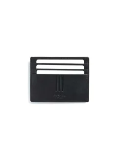 Leather Card Holders^MONPIEL Card Holder With Back Coin Pocket Mountain Black