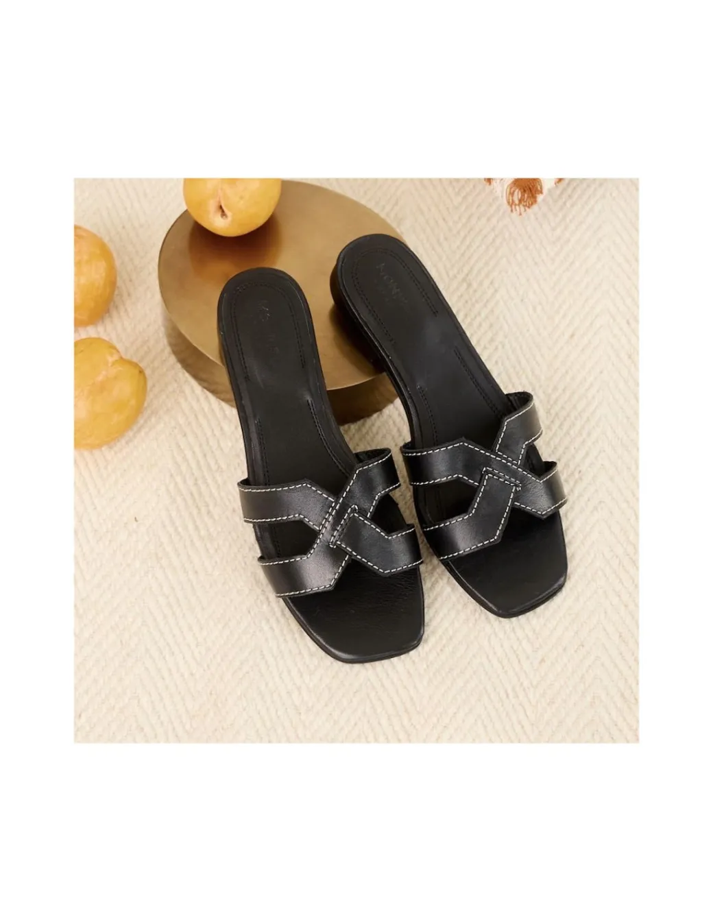 Women Leather Sandals^MONPIEL Carmina Slide Sandal Black