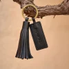 Leather Woman Key Chain^MONPIEL Customizable Tassel Keychain Black