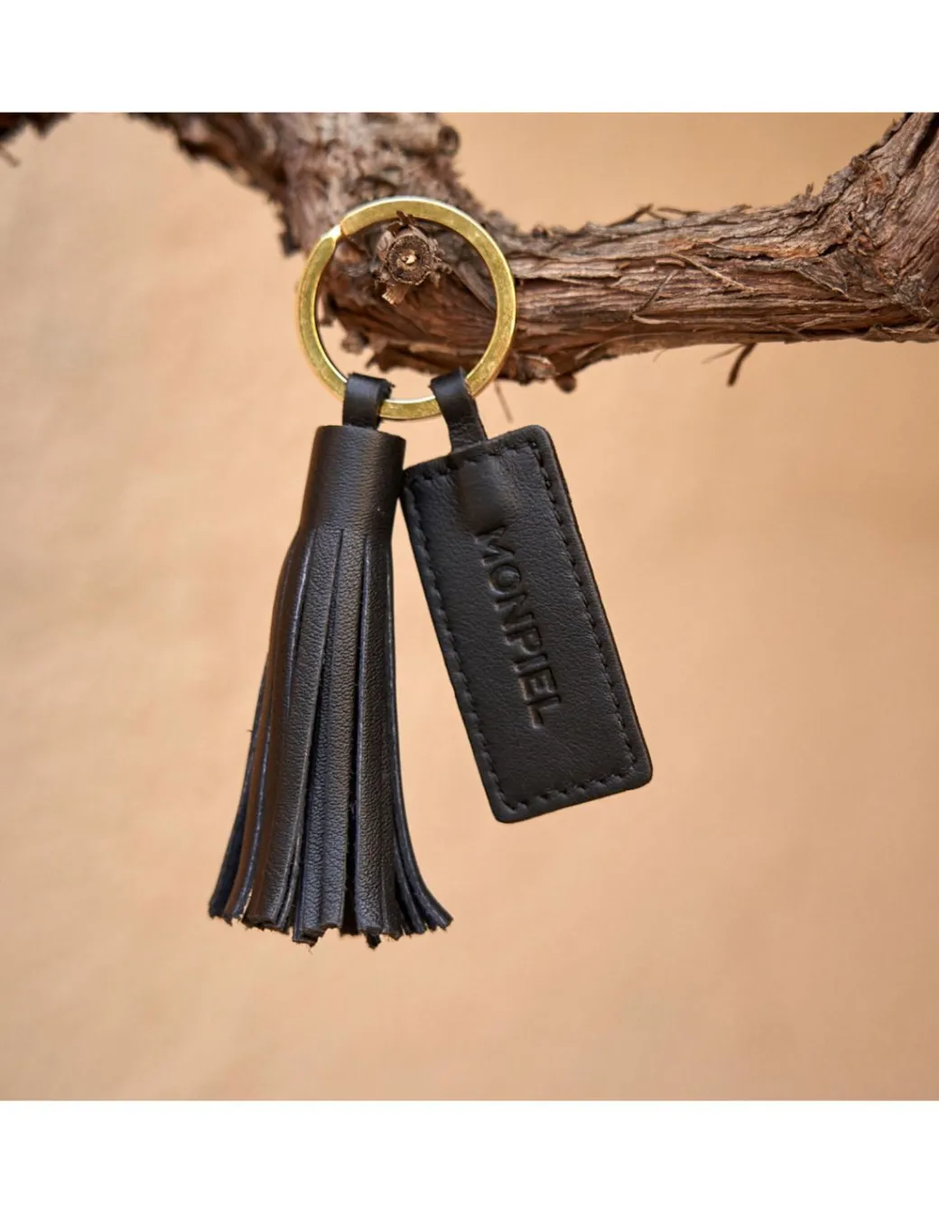 Leather Woman Key Chain^MONPIEL Customizable Tassel Keychain Black