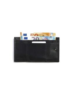 Men'S Leather Wallets^MONPIEL Double Stitching Wallet Small With Coin Pocket Sky Black
