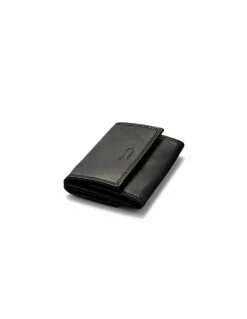 Men'S Leather Wallets^MONPIEL Double Stitching Wallet Small With Coin Pocket Sky Black
