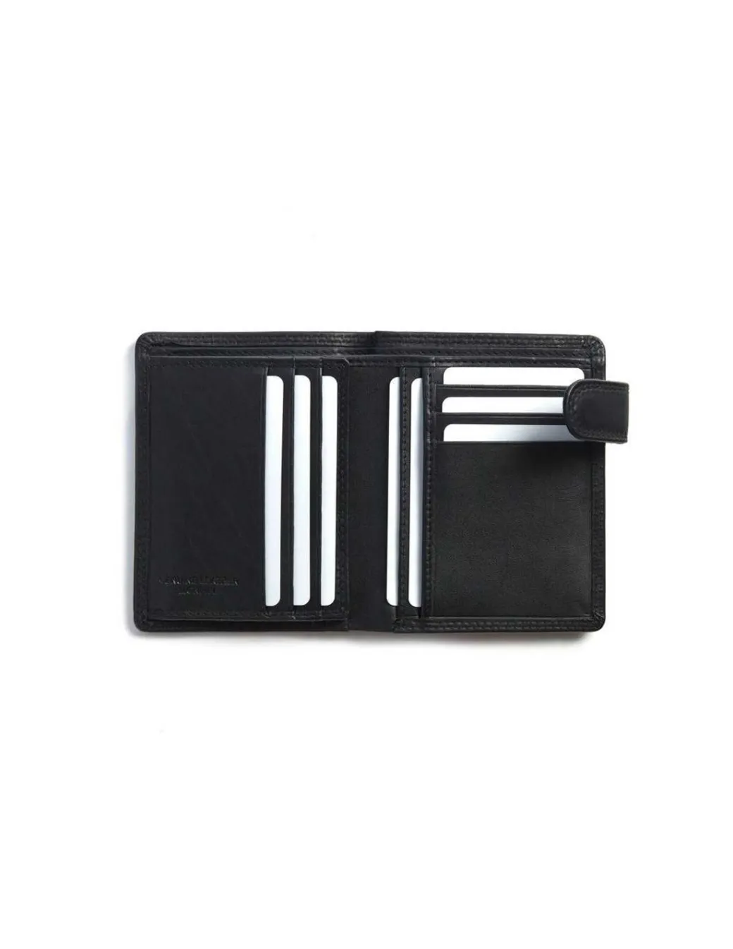 Men'S Leather Wallets^MONPIEL Double Stitching Wallet With Clasp And Back Coin Pocket Sky Black
