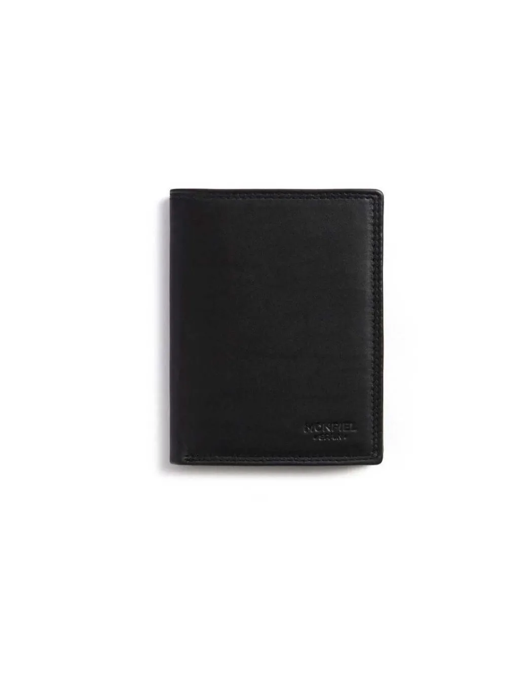 Men'S Leather Wallets^MONPIEL Double Stitching Wallet With Interior Coin Pocket Sky Black