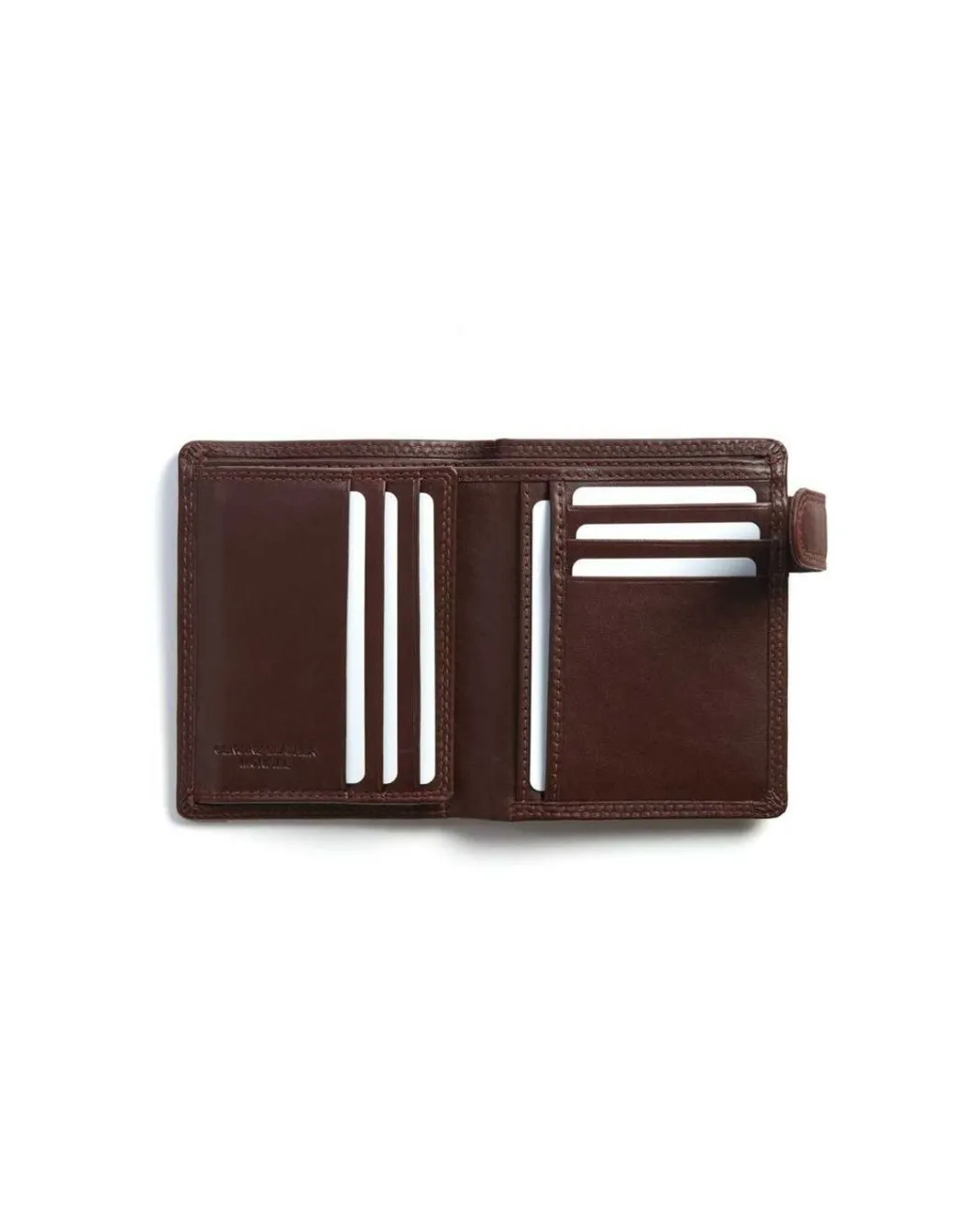 Men'S Leather Wallets^MONPIEL Double Stitching Wallet With Clasp And Back Coin Pocket Sky Brown