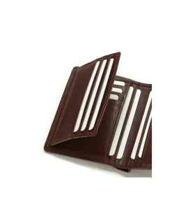 Men'S Leather Wallets^MONPIEL Double Stitching Wallet With Clasp And Back Coin Pocket Sky Brown