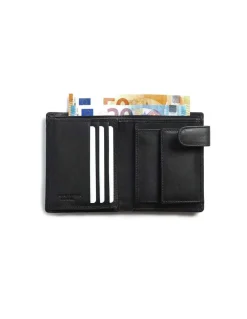Men'S Leather Wallets^MONPIEL Double-Stitched Wallet With Loop And Coin Pocket Sky Black