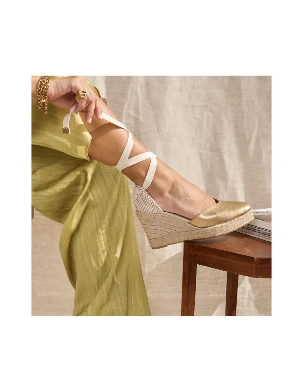 Espadrille^MONPIEL Elba Wedge Espadrille Gold