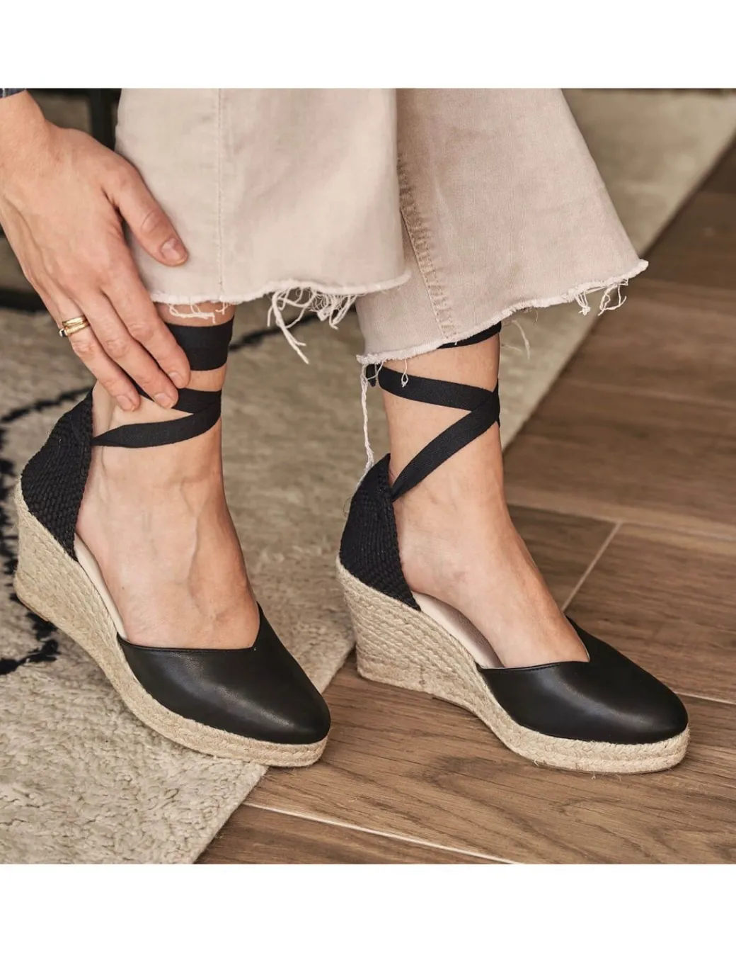 Espadrille^MONPIEL Elba Wedge Espadrille Black