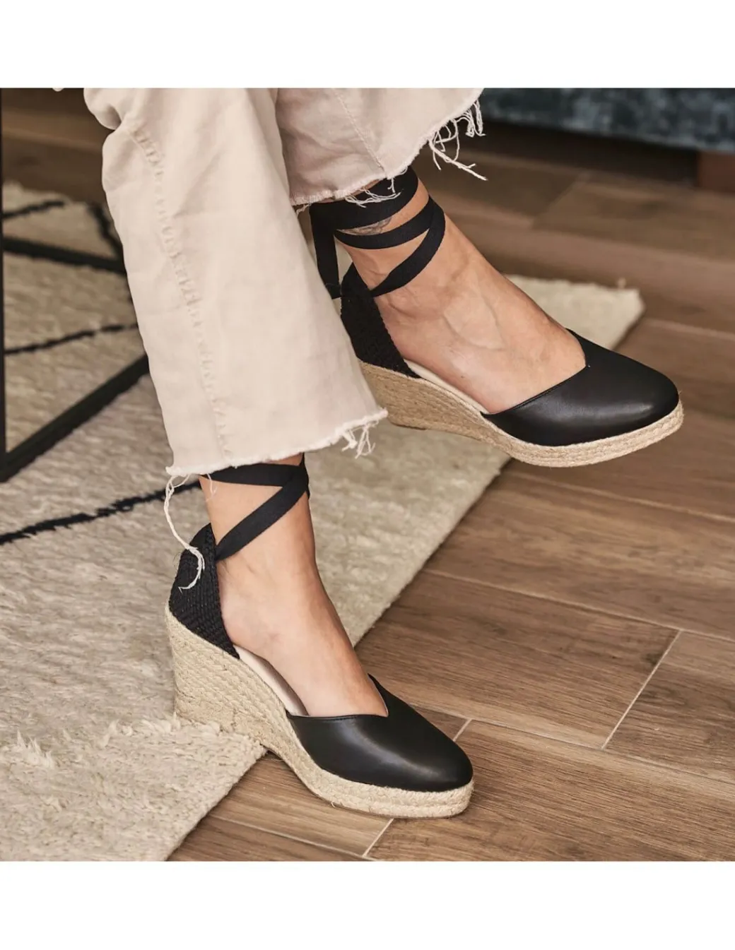 Espadrille^MONPIEL Elba Wedge Espadrille Black