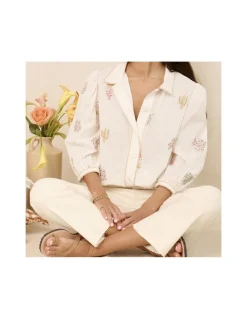 Shirts And Blouses^MONPIEL Embroidered Cactus Shirt Bone