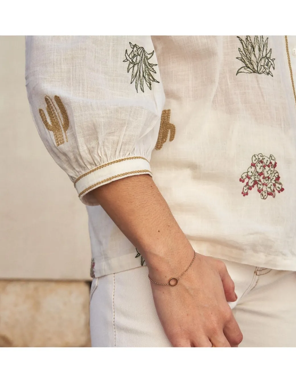 Shirts And Blouses^MONPIEL Embroidered Cactus Shirt Bone