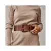 Women'S Leather Belts^MONPIEL Extra Wide Belt With Covered Buckle Brown