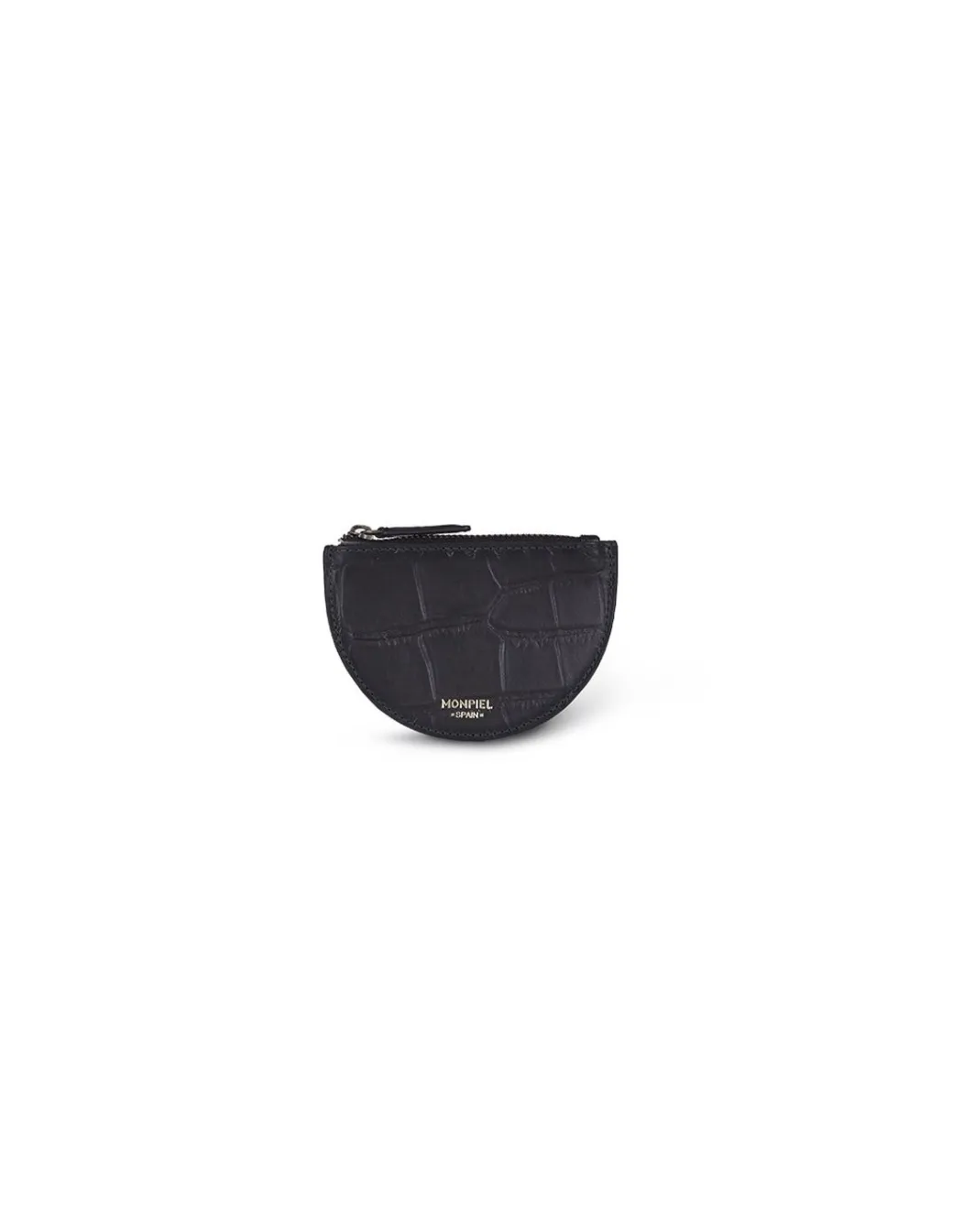 Leather Women Purses^MONPIEL Half Moon Leather Wallet Black