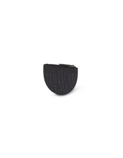 Leather Women Purses^MONPIEL Half Moon Leather Wallet Black