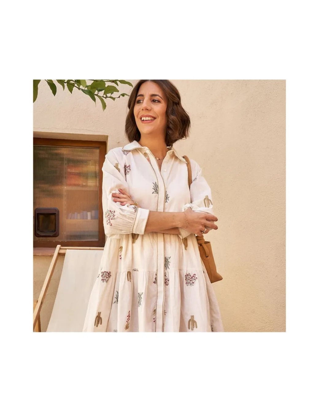 Dresses And Jumpsuits^MONPIEL Hand-Embroidered Cactus Dress Bone