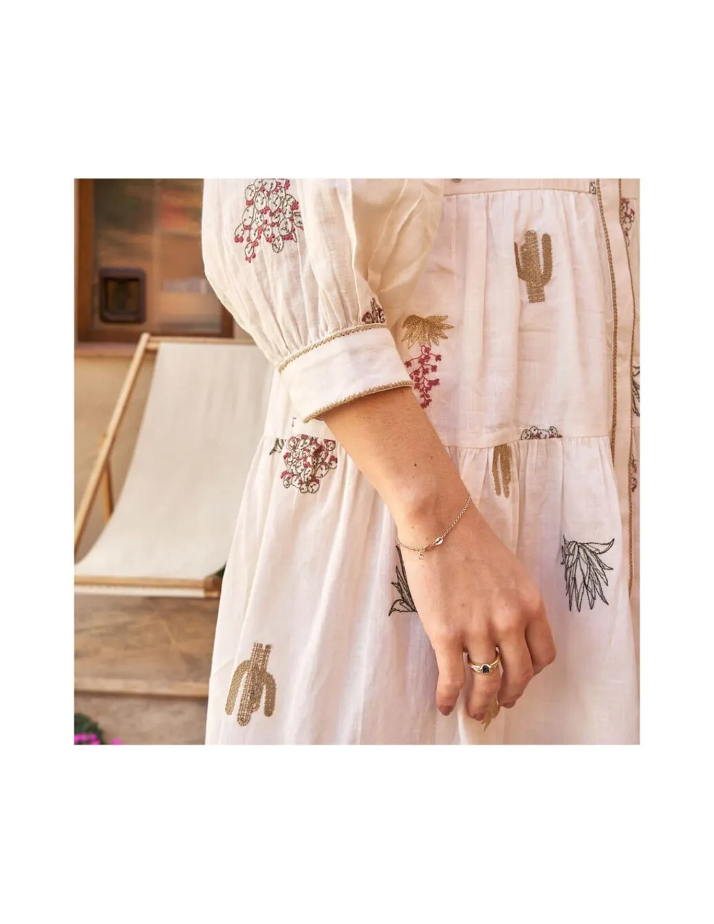 Dresses And Jumpsuits^MONPIEL Hand-Embroidered Cactus Dress Bone