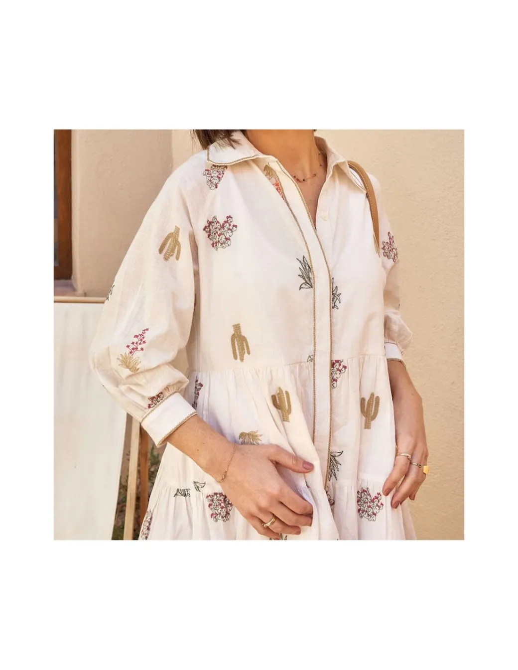 Dresses And Jumpsuits^MONPIEL Hand-Embroidered Cactus Dress Bone