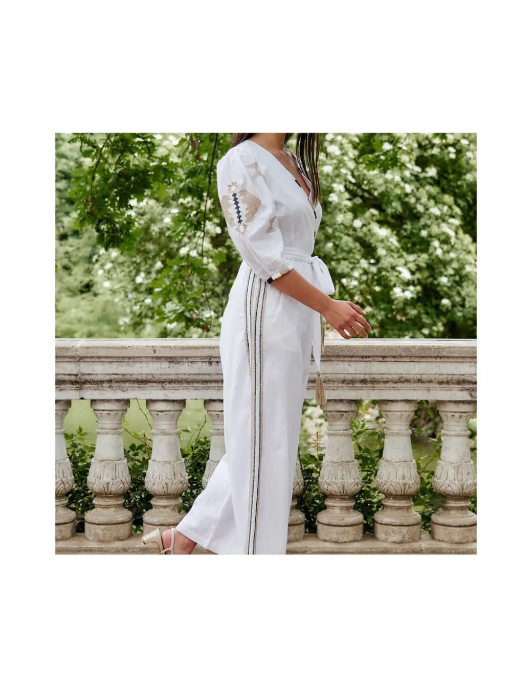 Dresses And Jumpsuits^MONPIEL Hand-Embroidered Ethnic Jumpsuit White