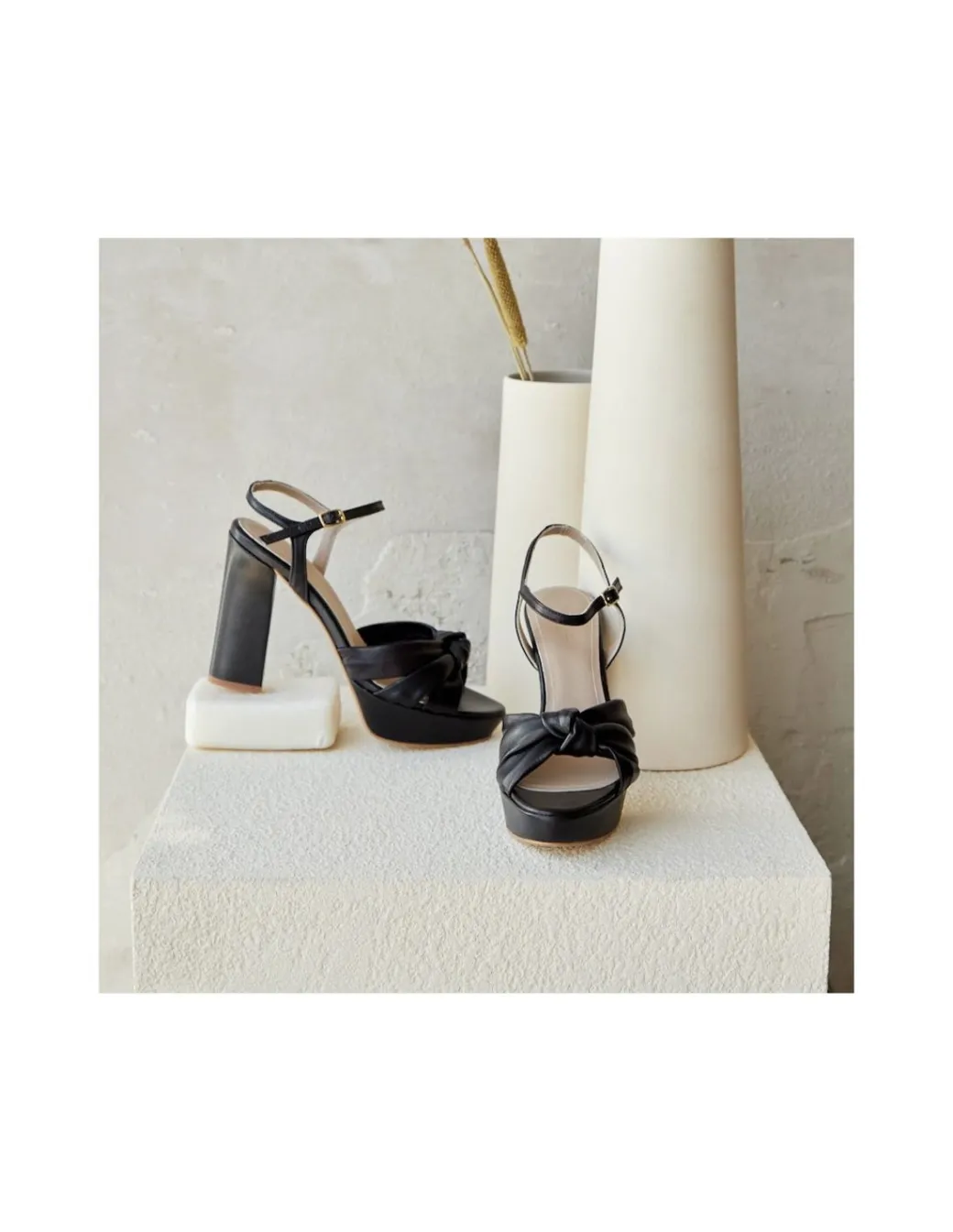 Women'S Heeled Sandals^MONPIEL Knot Platform Heel Sandal Nara Black