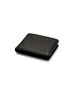 Men'S Leather Wallets^MONPIEL Large American Double Stitched Wallet With Coin Pocket Sky Black