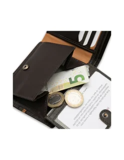 Men'S Leather Wallets^MONPIEL Large American Wallet With Color Stripes Brown