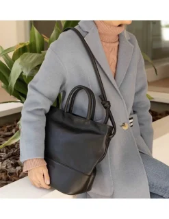 Women'S Leather Bag^MONPIEL Large Hobo Bag Knots Black