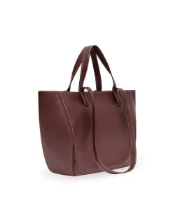 Women'S Leather Bag^MONPIEL Leather Basket Bag Maroon