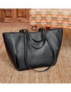 Women'S Leather Bag^MONPIEL Leather Basket Bag Black