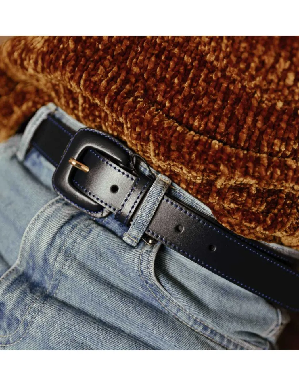 Women'S Leather Belts^MONPIEL Leather Belt Woman With Buckle Leather Navy