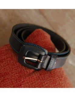 Women'S Leather Belts^MONPIEL Leather Belt Woman With Buckle Leather Navy