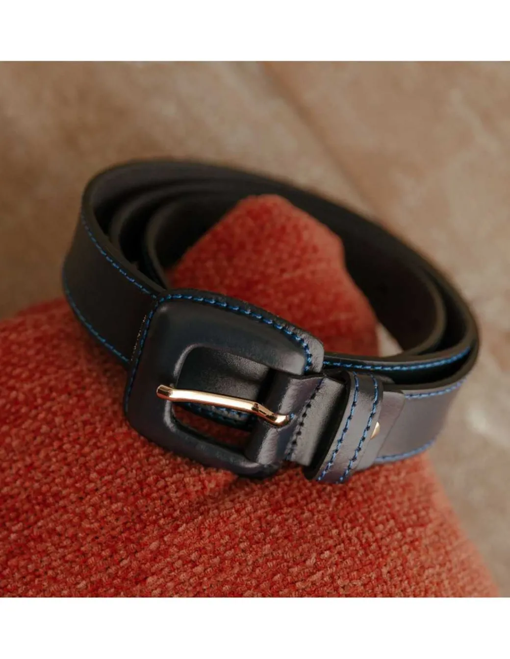 Women'S Leather Belts^MONPIEL Leather Belt Woman With Buckle Leather Navy