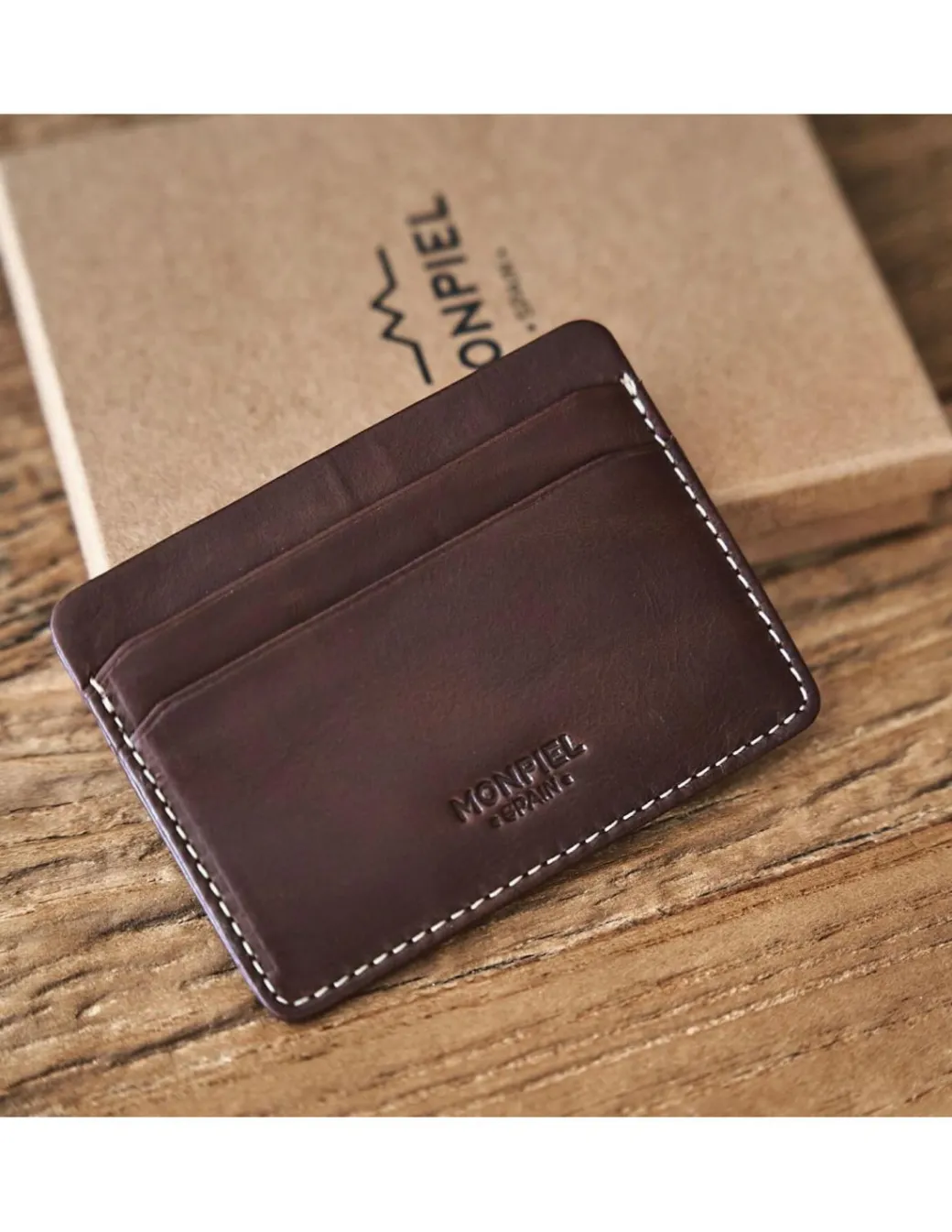 Leather Card Holders^MONPIEL Leather Card Holder Mini Brown