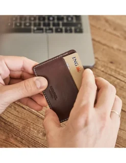 Leather Card Holders^MONPIEL Leather Card Holder Mini Brown